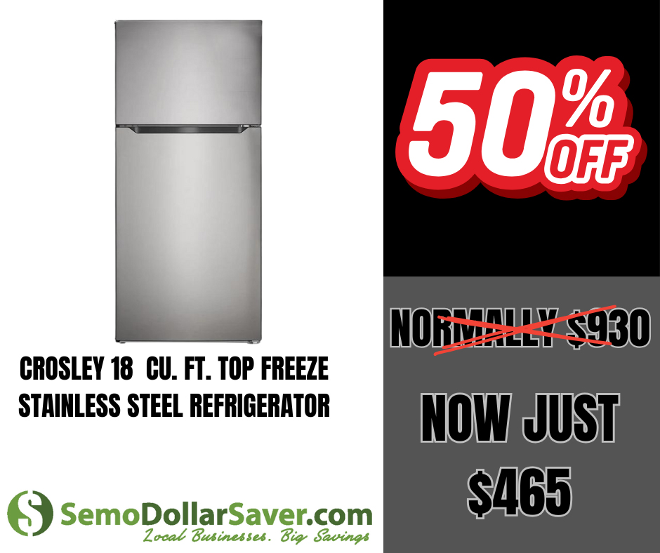 Crosley 18 Cubic Foot Stainlees Steel Top-Freezer Refrigerator